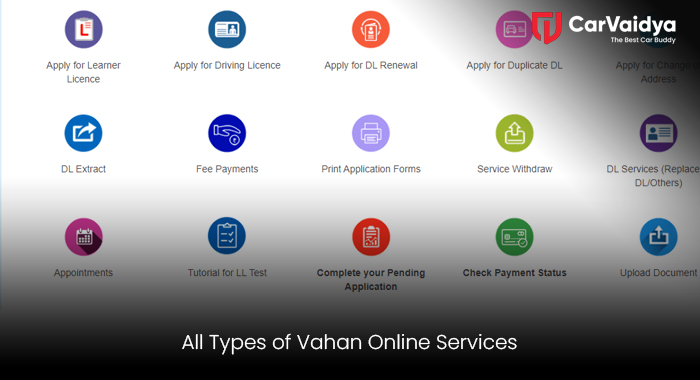 All Types of Vahan Online Services